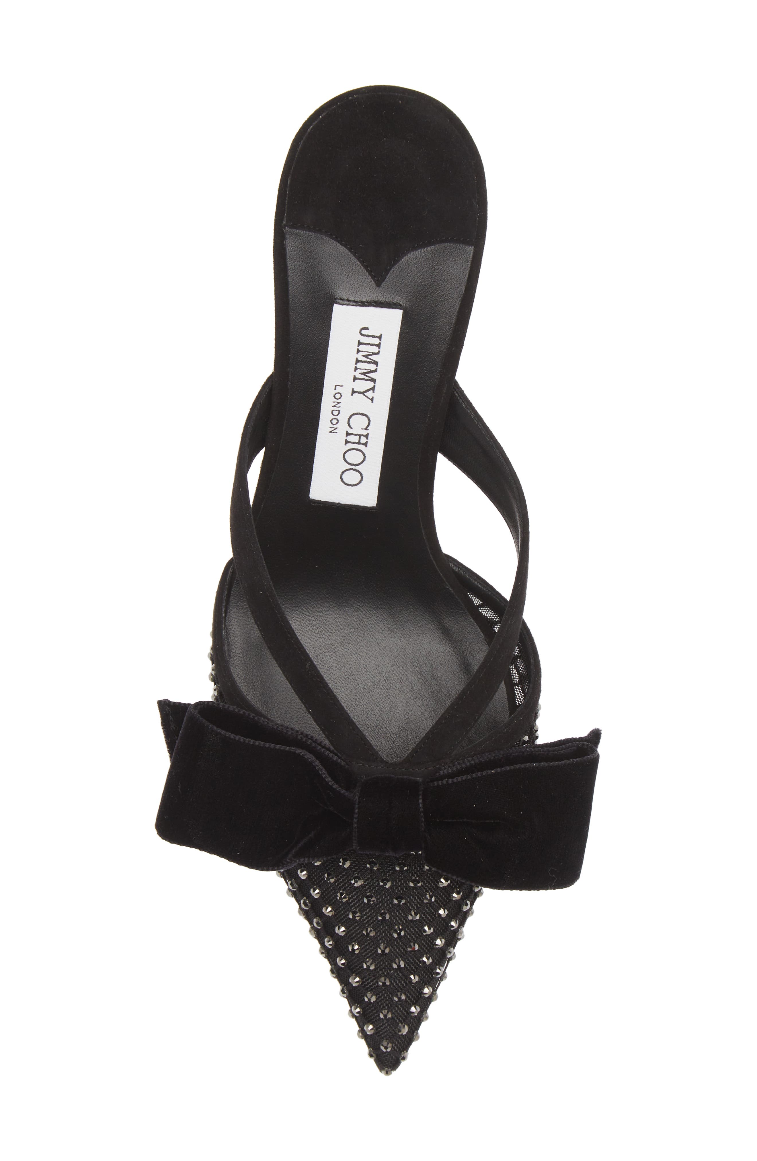 Jimmy Choo Flaca Bow & Crystal Embellished Pointed Toe Mule, Alternate, color, 