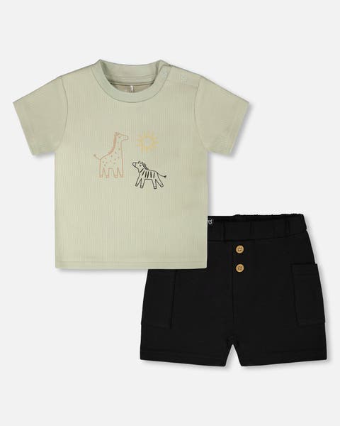 Cotton Rib Jersey T-Shirt and Organic Cotton Jersey Short Set (Baby)