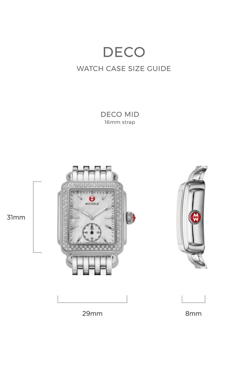 MICHELE Deco Mid Diamond Watch Head & Bracelet, 29mm, Alternate, color,