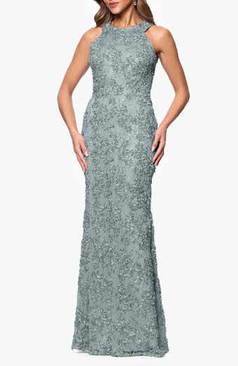 Sequin Soutache Sleeveless Sheath Gown
