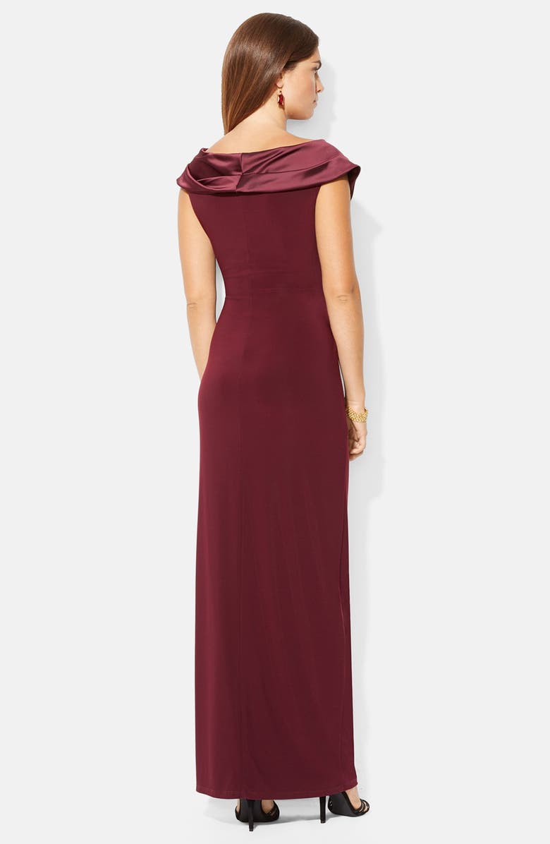 Lauren Ralph Lauren Satin Trim Off the Shoulder Jersey Gown, Alternate, color, 