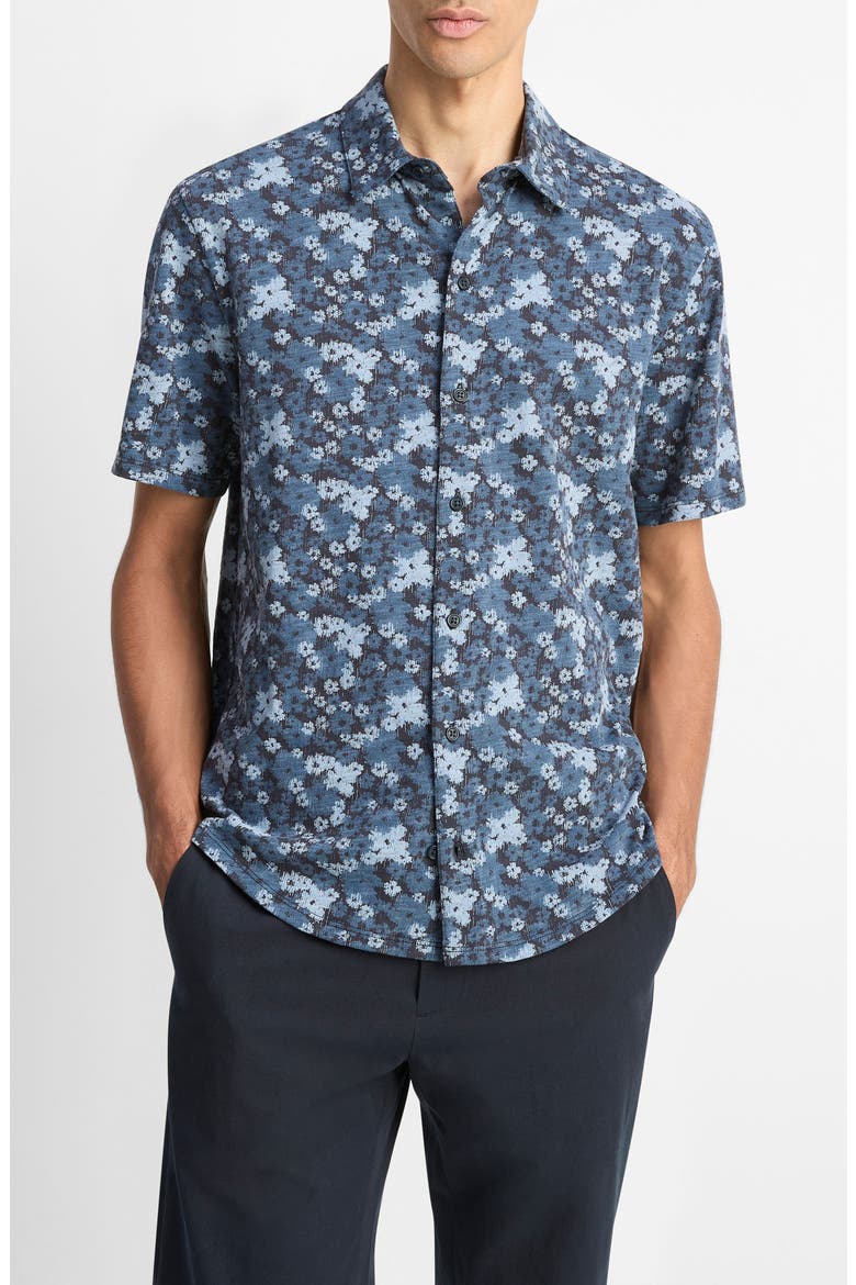 Short Sleeve Button-Up Shirt, Main, color, COASTAL COMBO