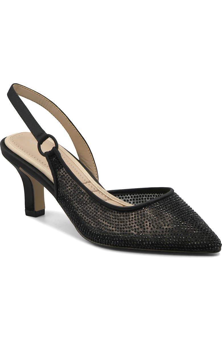 Adrienne Vittadini Piperrs Crystal Kitten Heel Slingback Pump, Main, color, Black Sparkle