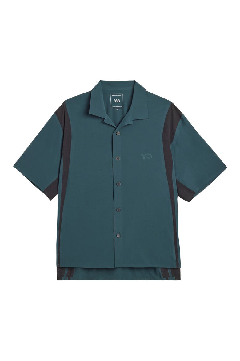 Mesh Panel Woven Shirt, Alternate, color, GREEN