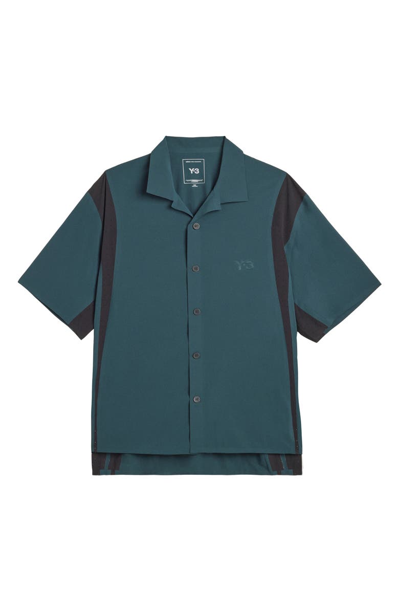 Y-3 Mesh Panel Woven Shirt, Alternate, color, Green