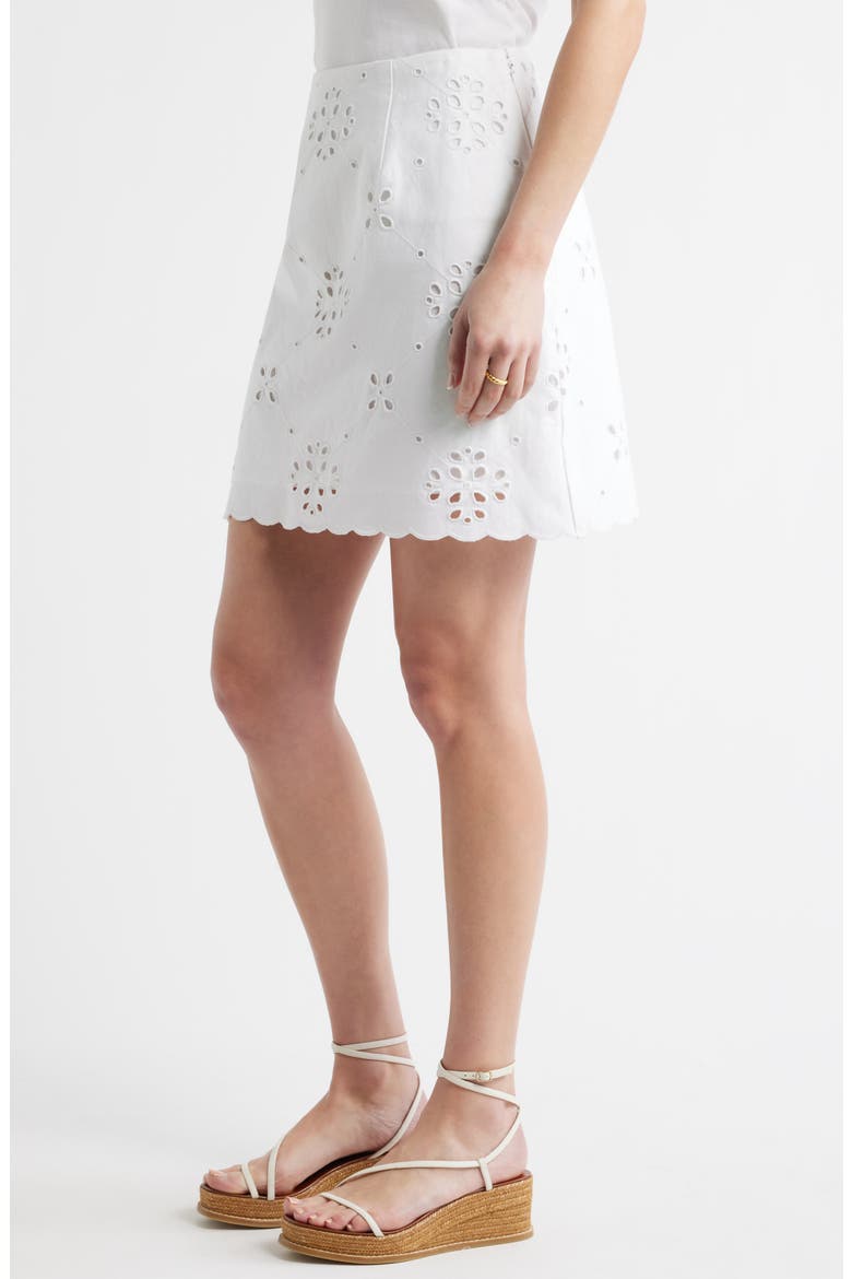 Eyelet Lace Miniskirt, Alternate, color, WHITE