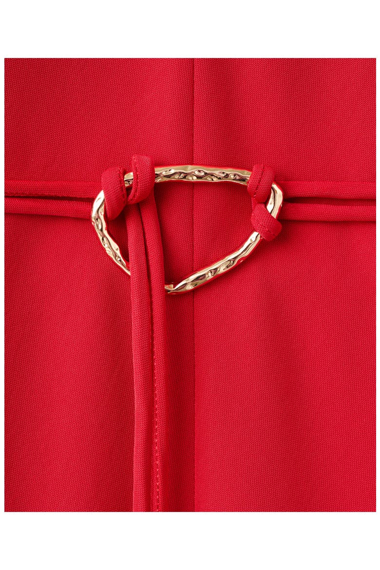 Belted Long Sleeve Midi Dress, Alternate, color, RED