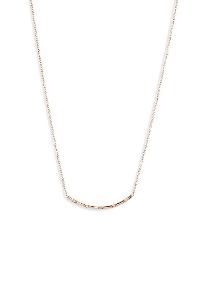 Zoë Chicco Pavé Diamond Curved Bar Necklace, Main, color, 