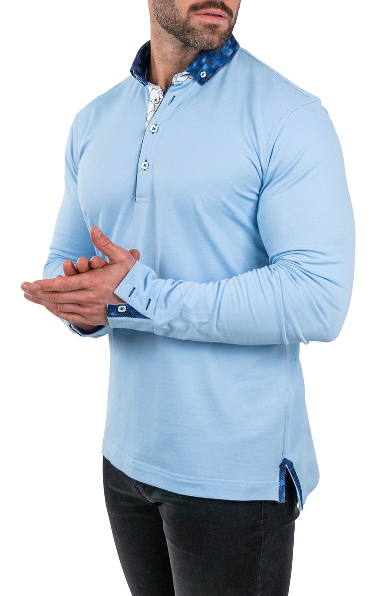 Maceoo Newton Solid Long Sleeve Button-Down Polo Polo, Alternate, color, 