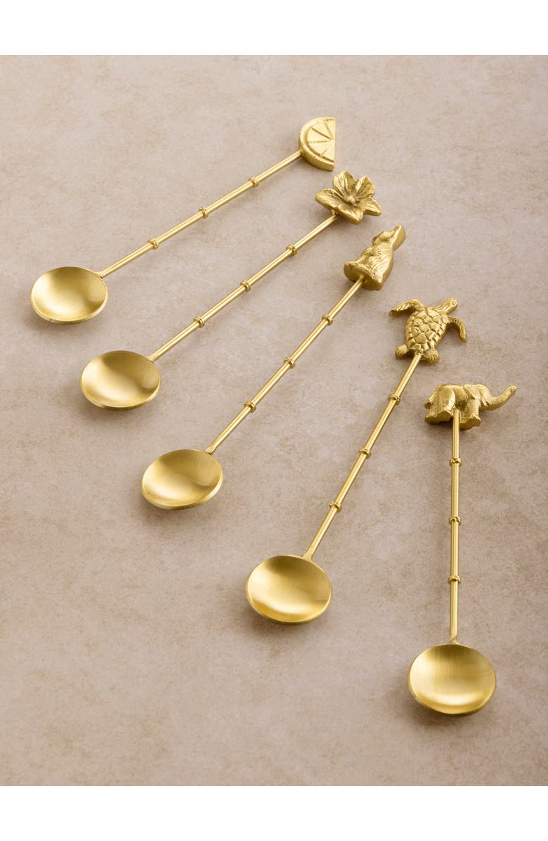 GAURI KOHLI Amaelia Teaspoons, Set of 5, Main, color, Gold