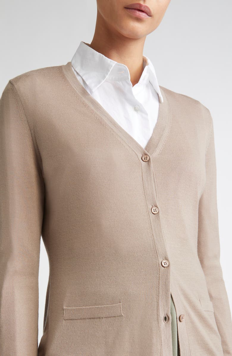Max Mara Kenya Virgin Wool Cardigan, Alternate, color, Turtledove