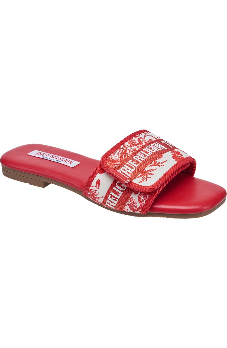 True Religion Missy Logo Adjustable Sandal, Main, color, Red
