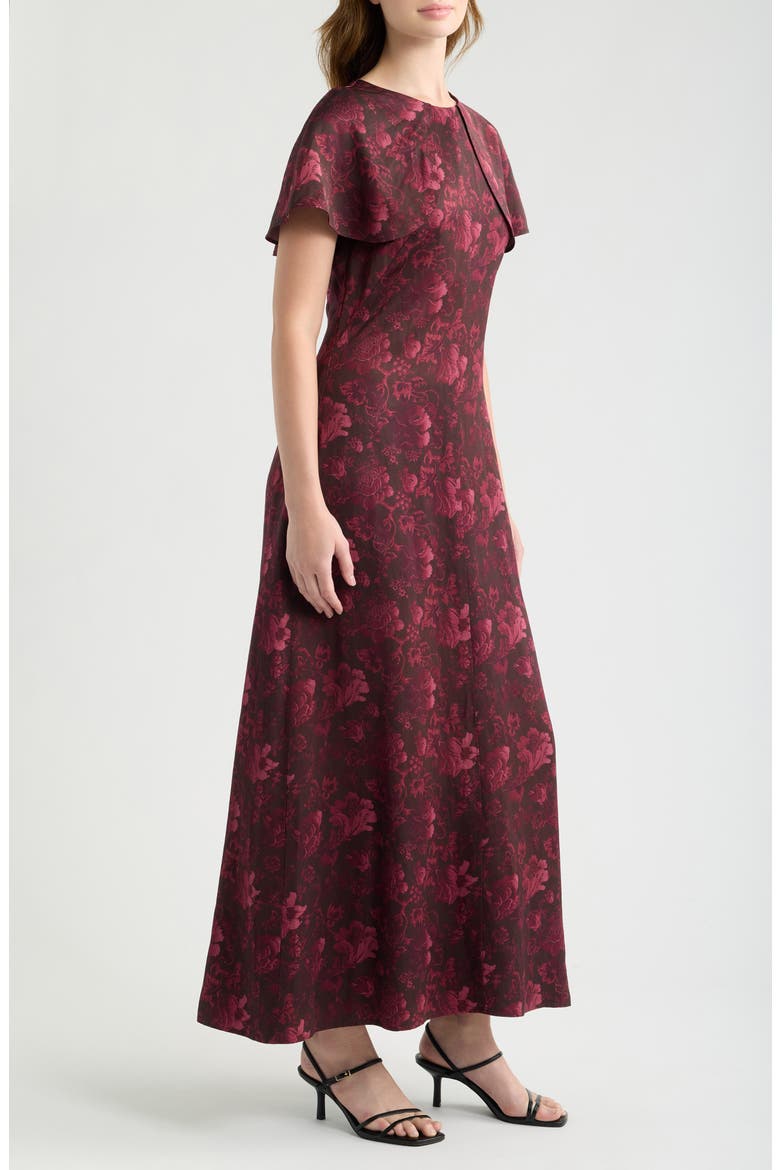The Davina Cape Midi Dress, Alternate, color, ANNABEL BOTANICA BU