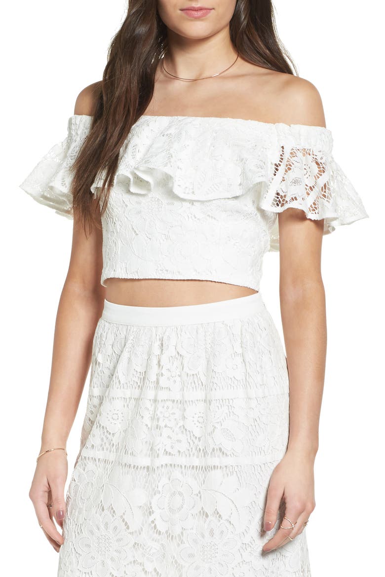 Roadside Off the Shoulder Top, Main, color, IVORY LACE