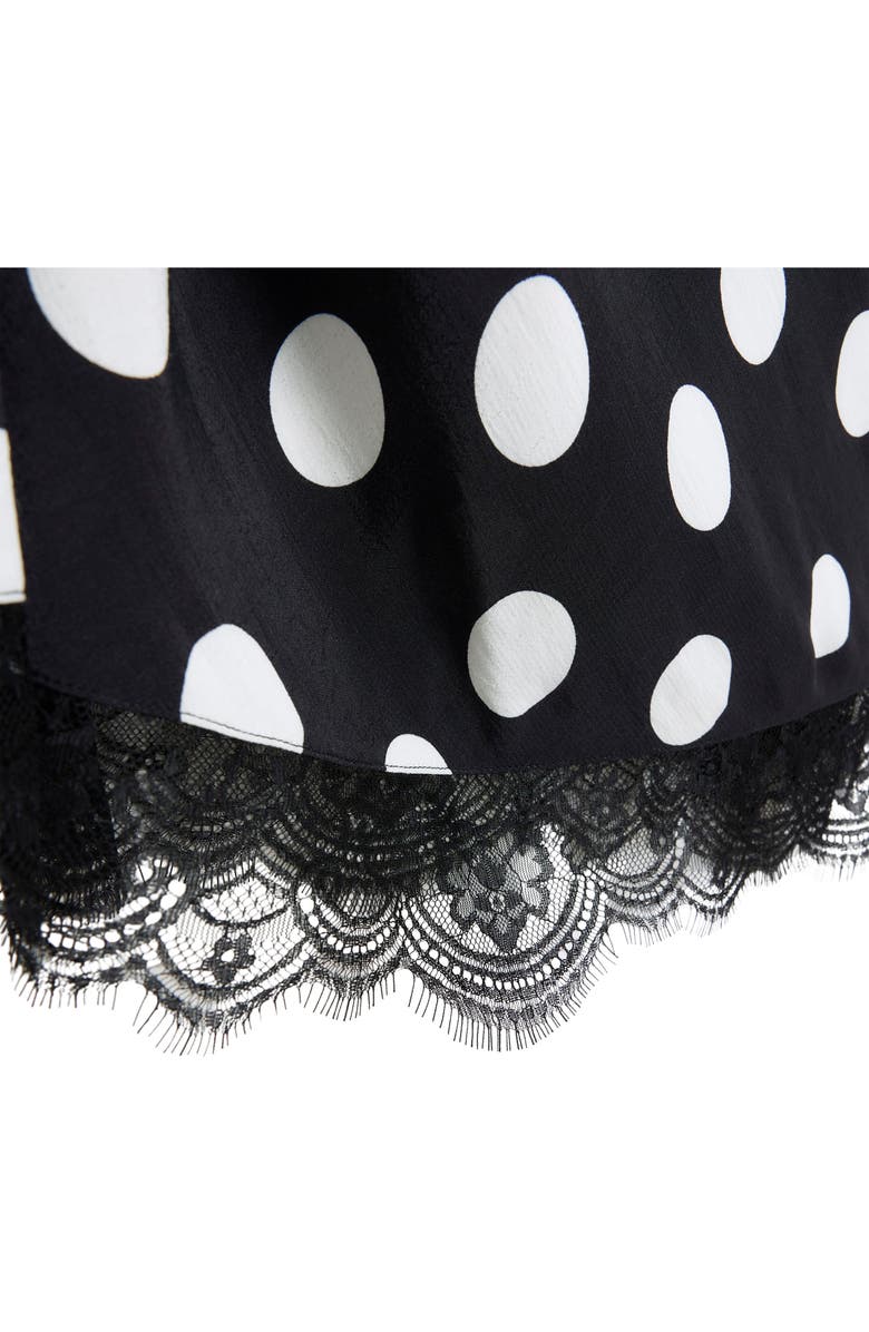 River Island Lace Trim Polka Dot Bias Satin Midi Skirt, Alternate, color,