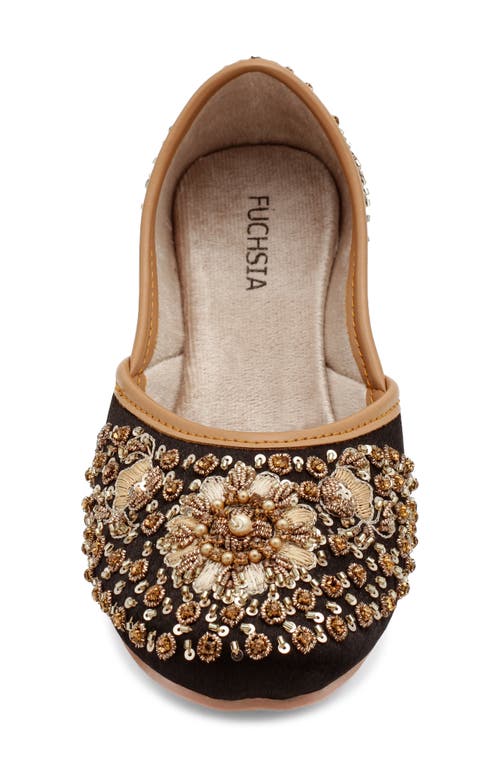 Fuchsia Midnight Glamour Embroidered Jutti Flat In Black