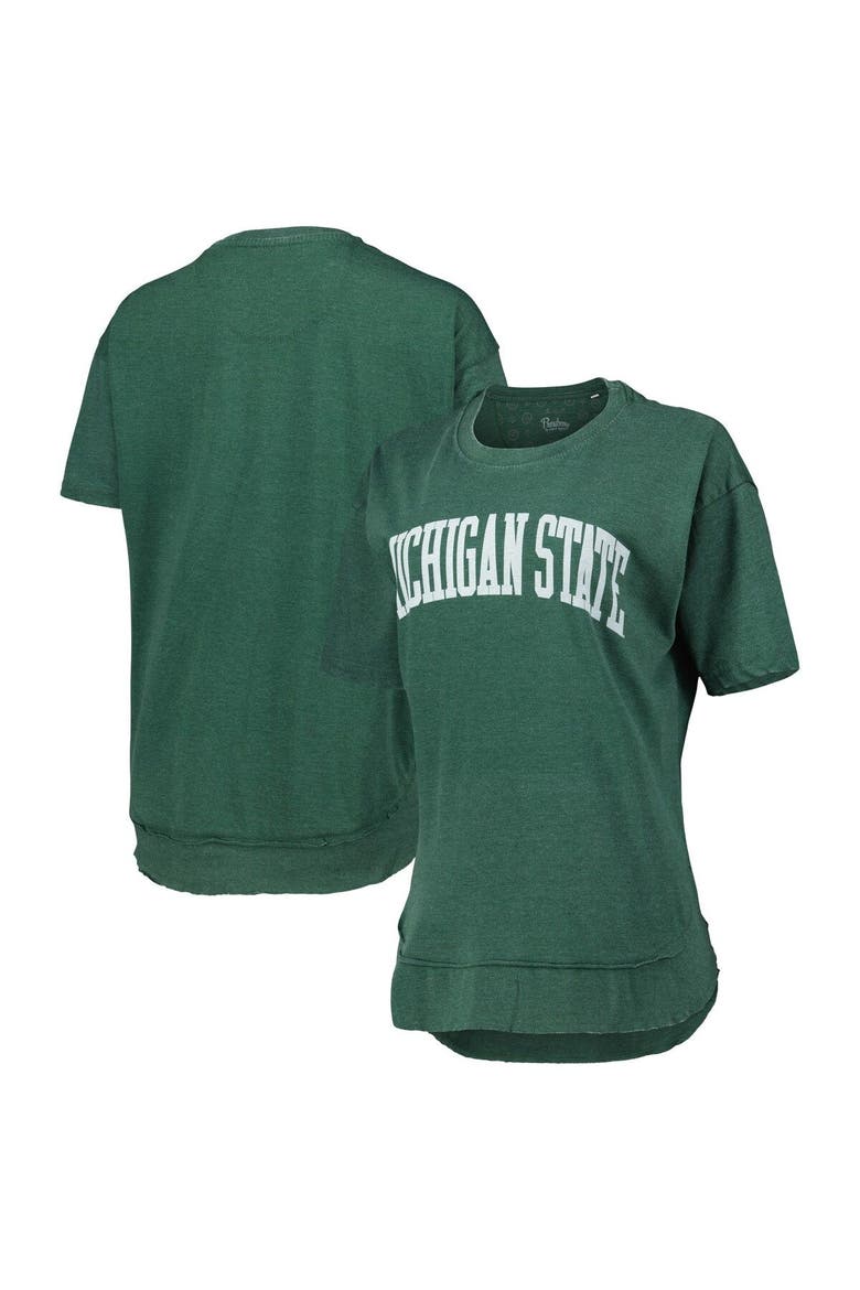 Women's Pressbox Heather Green Michigan State Spartans Arch Poncho T-Shirt, Alternate, color, Heather Green