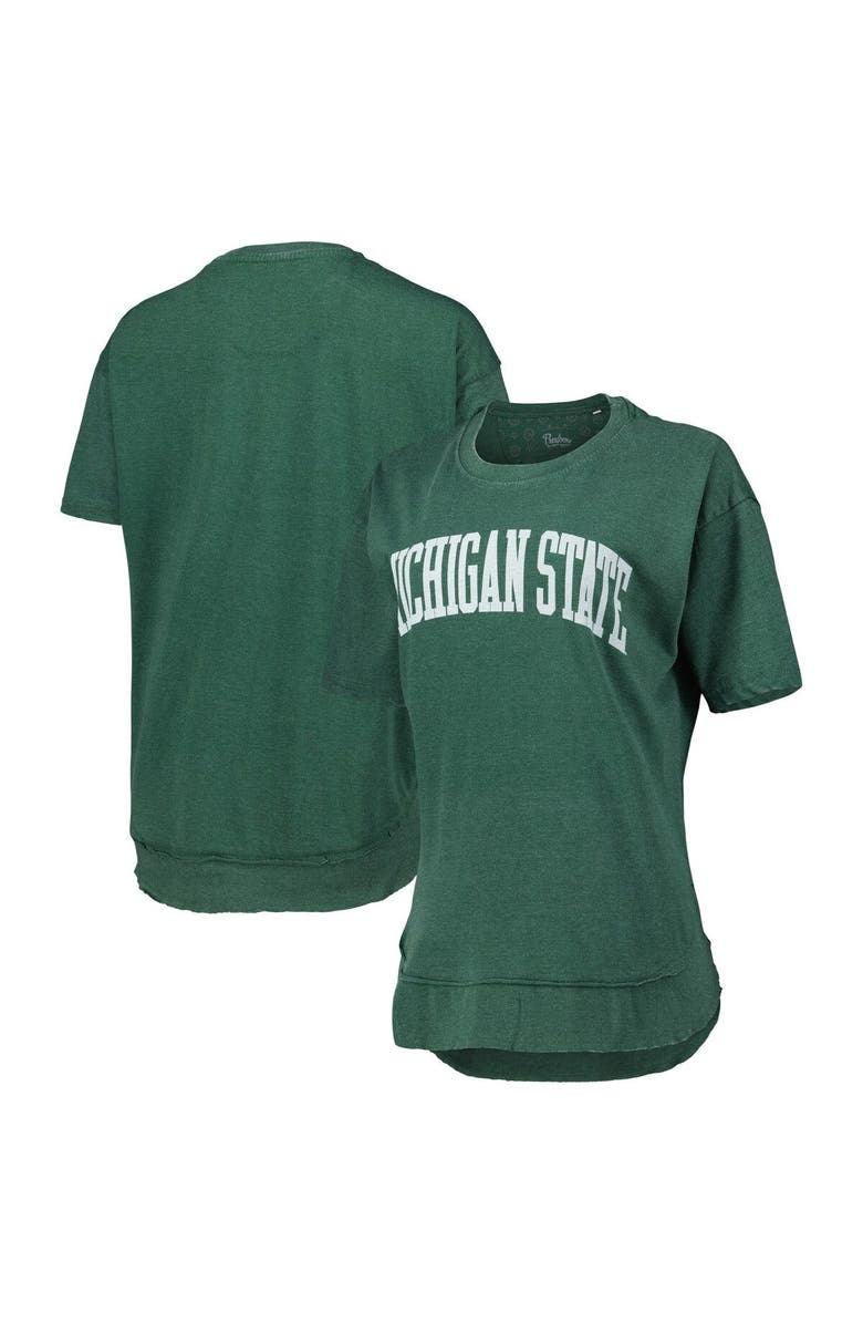 PRESSBOX Women's Pressbox Heather Green Michigan State Spartans Arch Poncho T-Shirt, Alternate, color, Heather Green