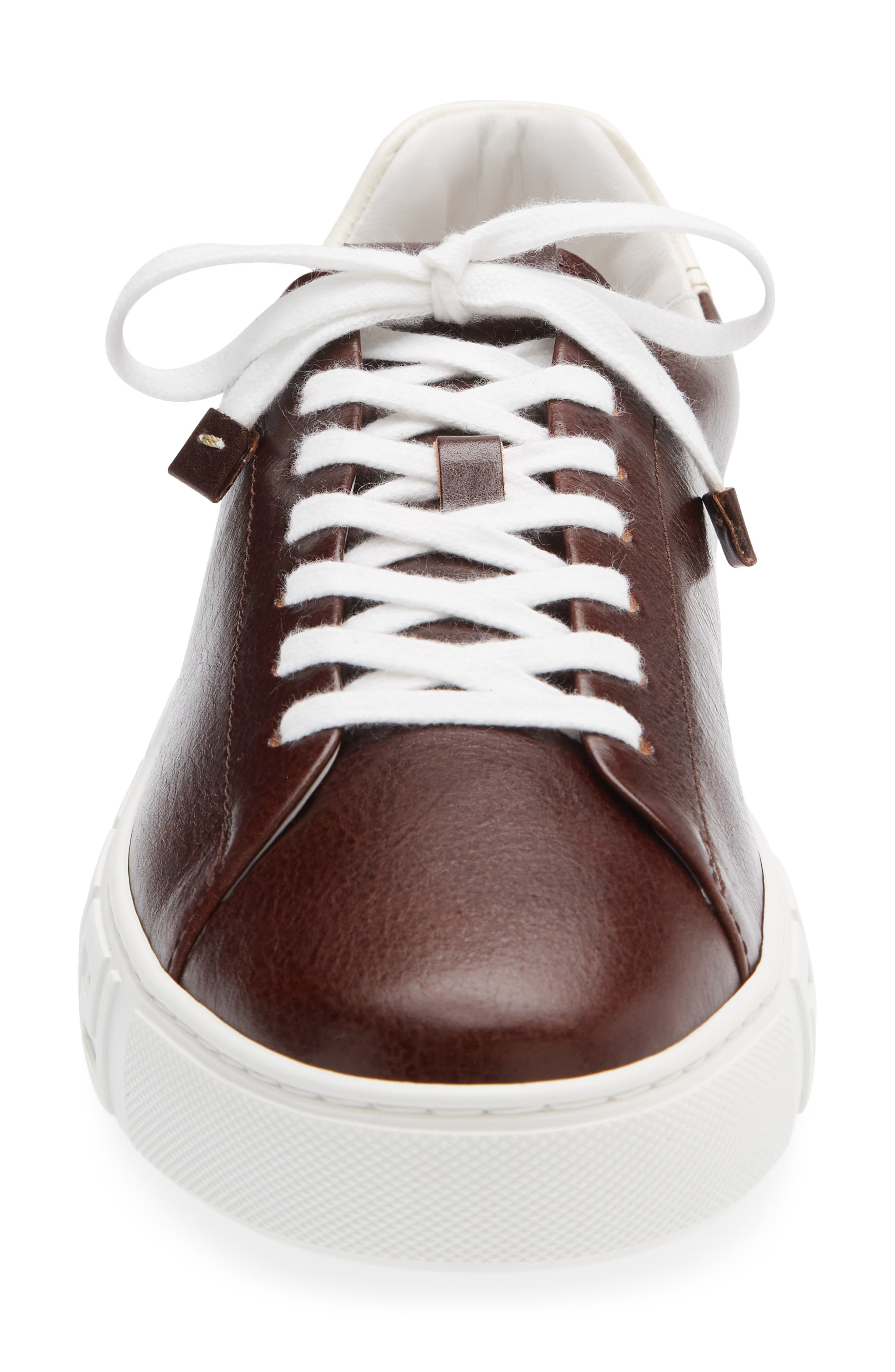 Greca Leather Sneaker, Alternate, color, CASTAGNA WHITE