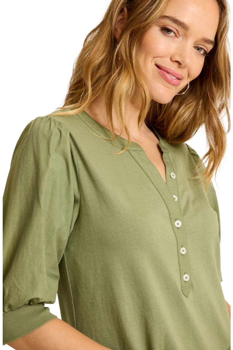 Islandscape Cotton Henley Minidress, Alternate, color, DUSTY THYME
