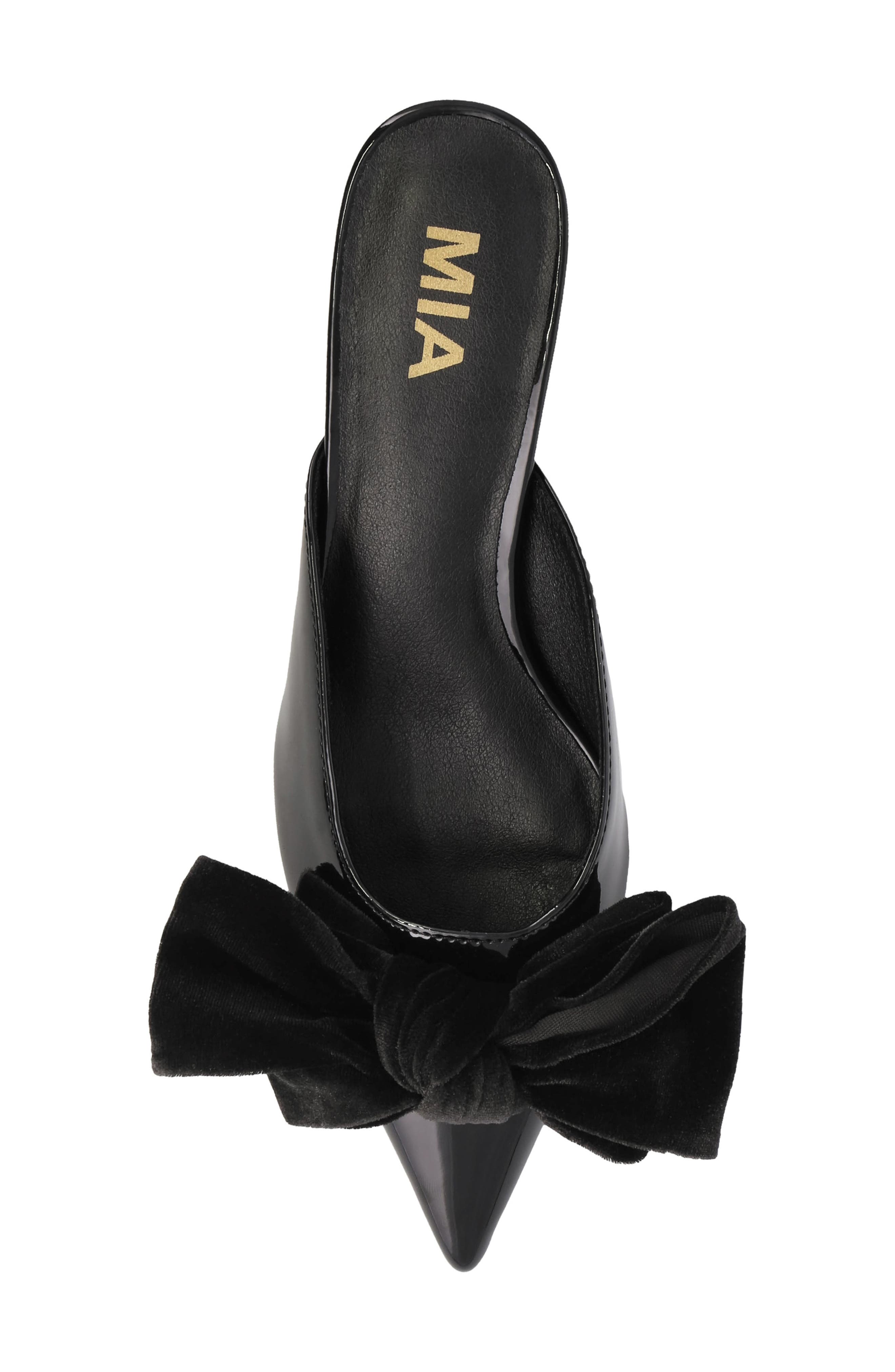 MIA Chantelle Velvet Bow Mule, Alternate, color, Black
