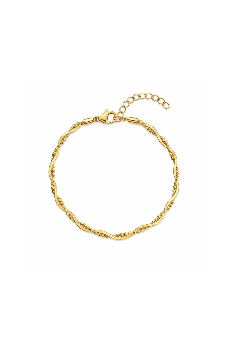 Bead Chain Twisted Sterling Silver Bracelet, Main, color, Gold