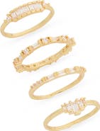 NORDSTROM RACK Set of 4 Cubic Zirconia Baguette Rings