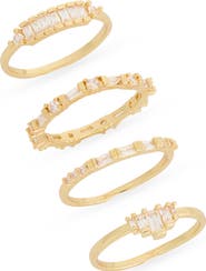 NORDSTROM RACK Set of 4 Cubic Zirconia Baguette Rings