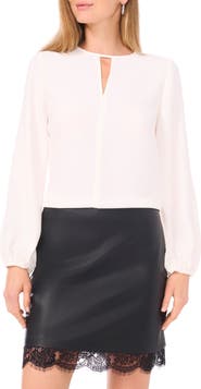 Vince Camuto Keyhole Neck Crêpe de Chine Top