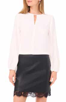 Keyhole Neck Crêpe de Chine Top