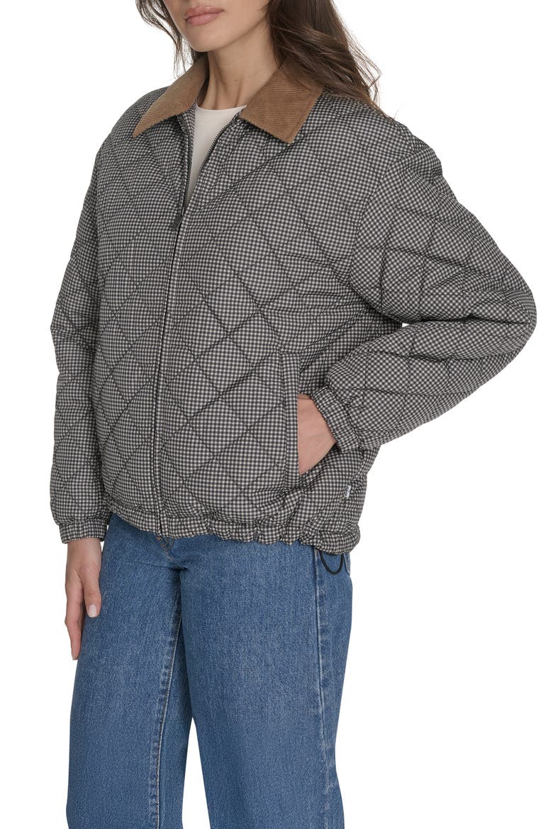 Diamond Quilted Jacket, Alternate, color, BLACK/ WHITE GINGHAM