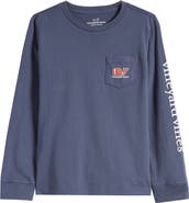 vineyard vines Kids' Football Whale Long Sleeve Pocket Cotton Graphic T-Shirt