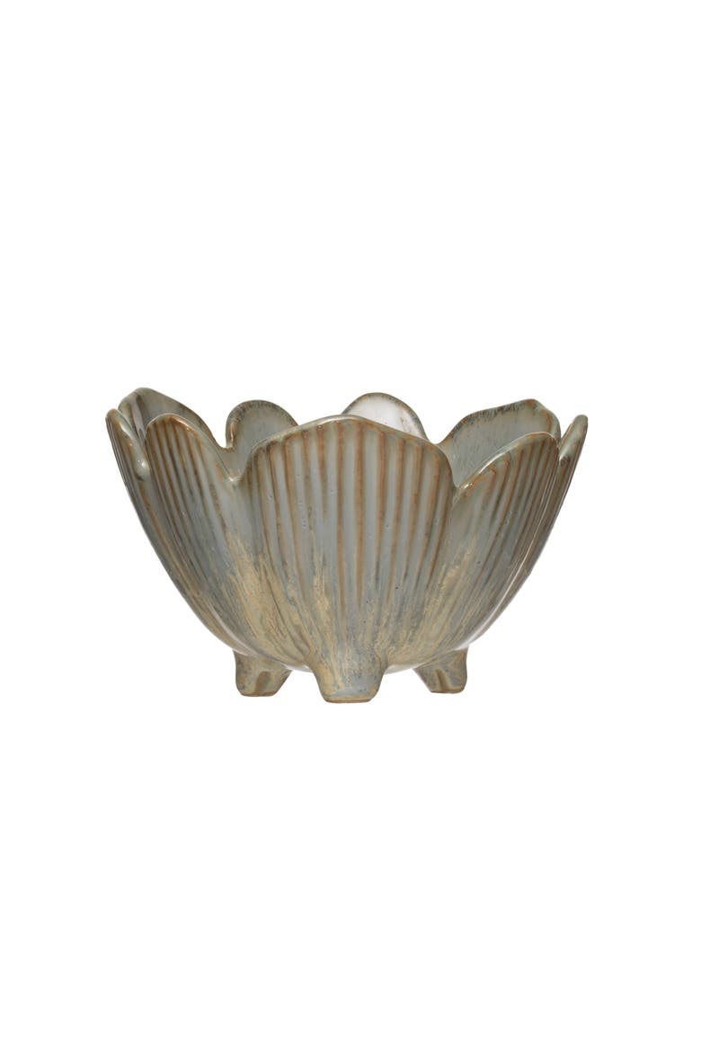 Flower Bowl with Reactive Glaze, Main, color, Blue
