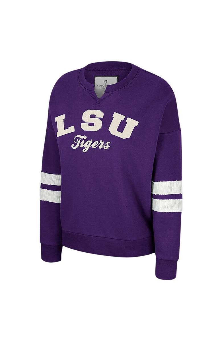 COLOSSEUM Women's Colosseum Purple LSU Tigers Perfect Date Notch Neck Pullover Sweatshirt, Alternate, color, 