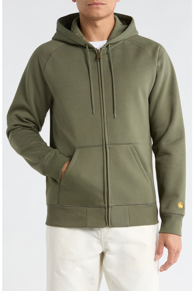 Chase Cotton Blend Zip-Up Hoodie, Alternate, color, LEAF / GOLD