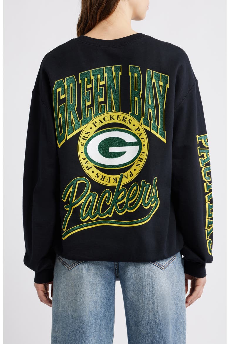 NFL Packers Glitter Graphic Sweatshirt, Alternate, color, BLACK