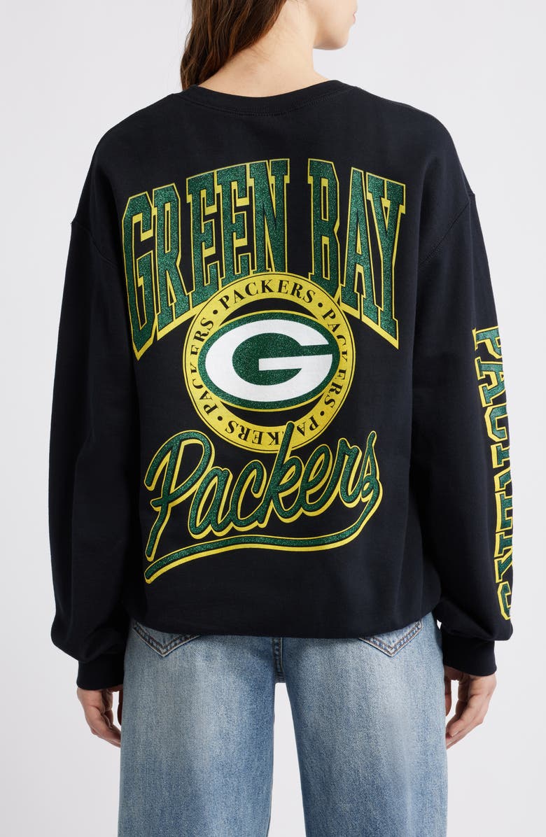 Junk Food NFL Packers Glitter Graphic Sweatshirt, Alternate, color, Black