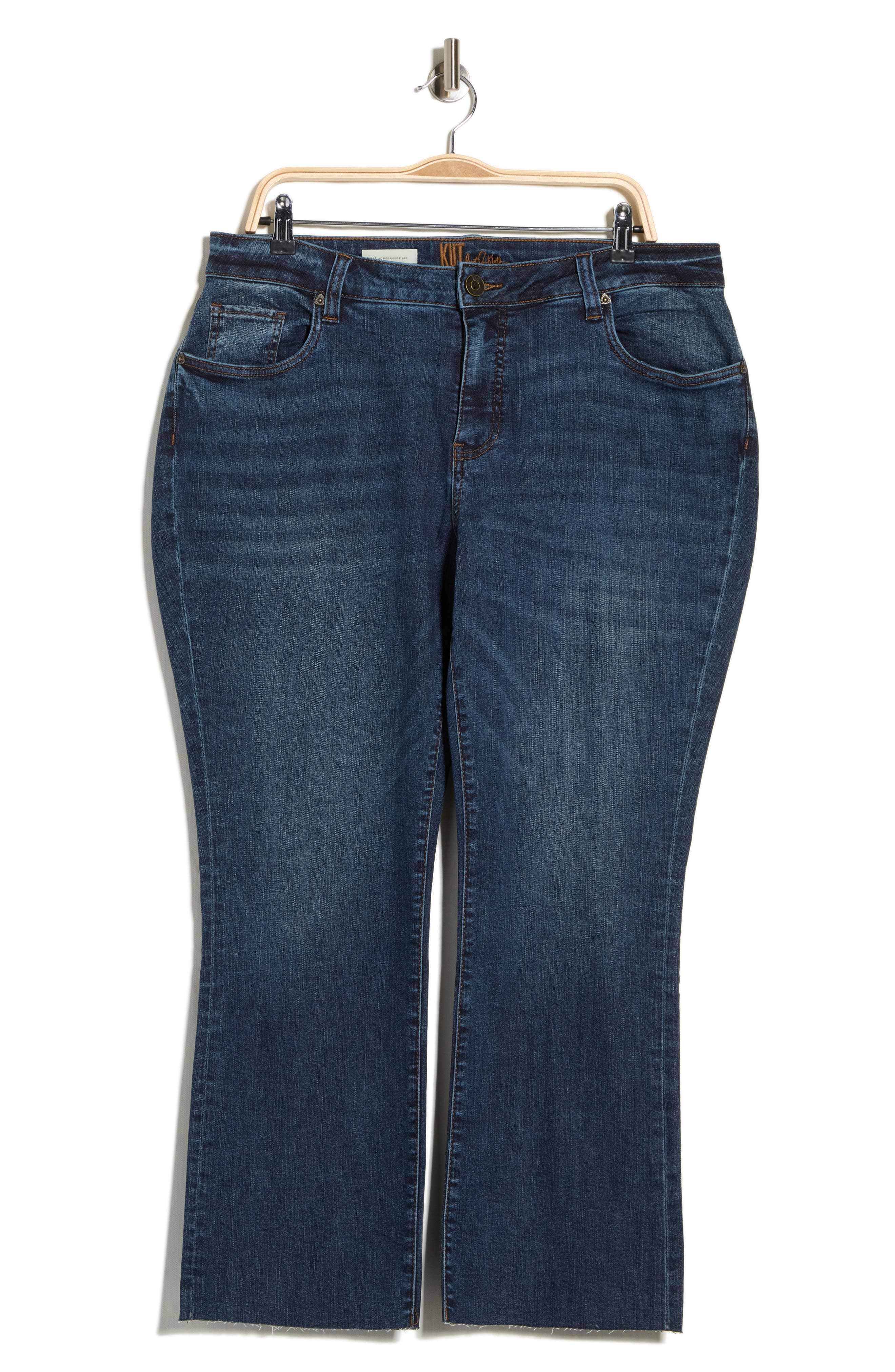 KUT from the Kloth Nikki Raw Hem Mid Rise Ankle Flare Jeans