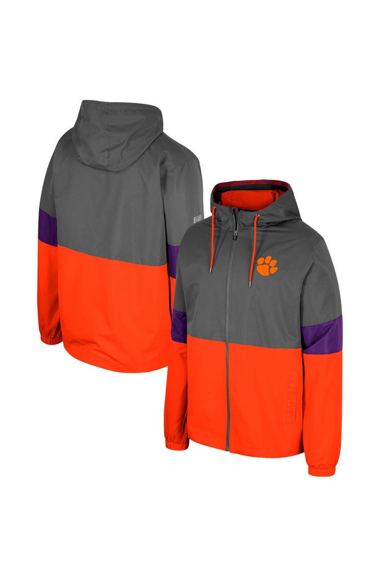 Men's Colosseum Charcoal Clemson Tigers Miles Full-Zip Jacket, Main, color, Charcoal