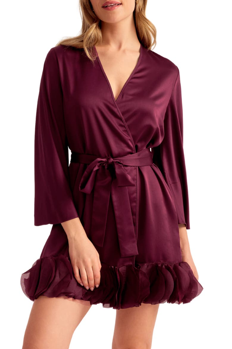Villa Charmeuse & Organza Wrap, Main, color, DARK CHERRY