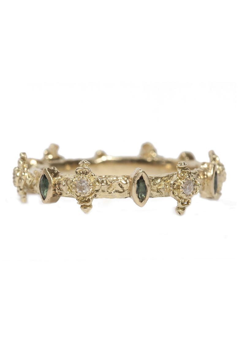 Sueno Diamond & Sapphire Stacking Ring, Main, color, GOLD/ SAPPHIRE/ DIAMOND
