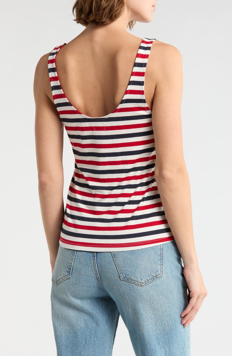 L'AGENCE Sade Stripe Tank, Alternate, color, Natural/ Red / Navy Stripe