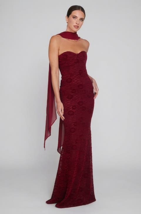 Velvet Lace Corset Bandeau Maxi Dress