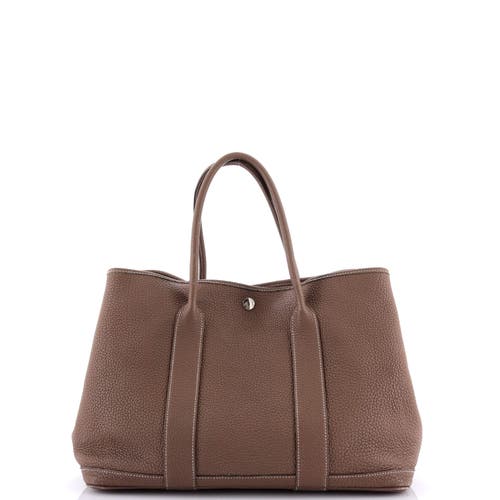 Pre-owned Hermes Hermes Garden Party Tote Leather 36 In Brown