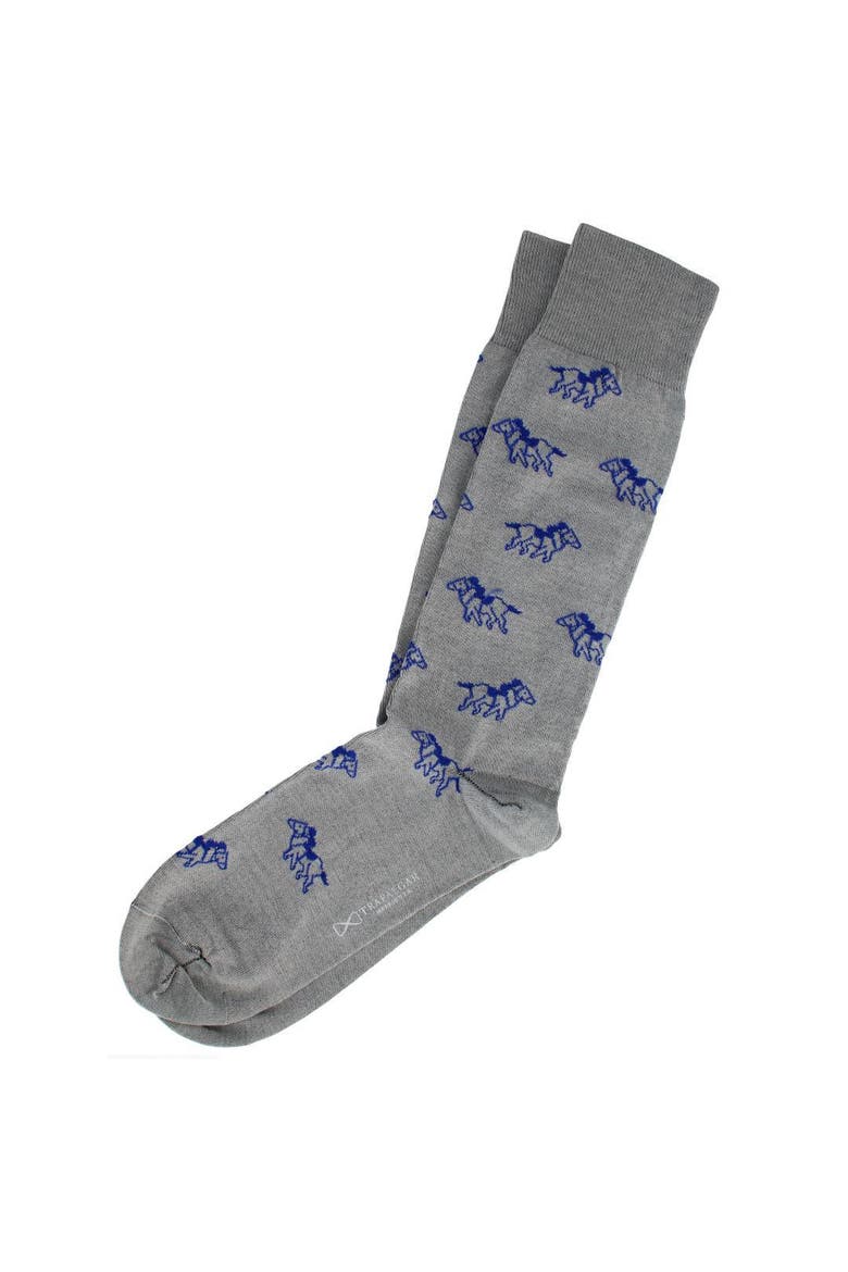 The Winner Jockey and Horse Novelty Mid Calf Mercerized Cotton Sock, Alternate, color, Grey