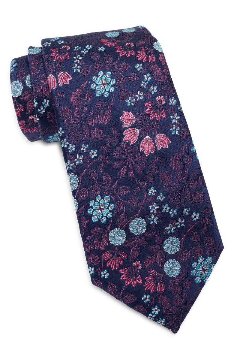 Ted Baker London Laurier Floral Print Silk Tie, Main, color,