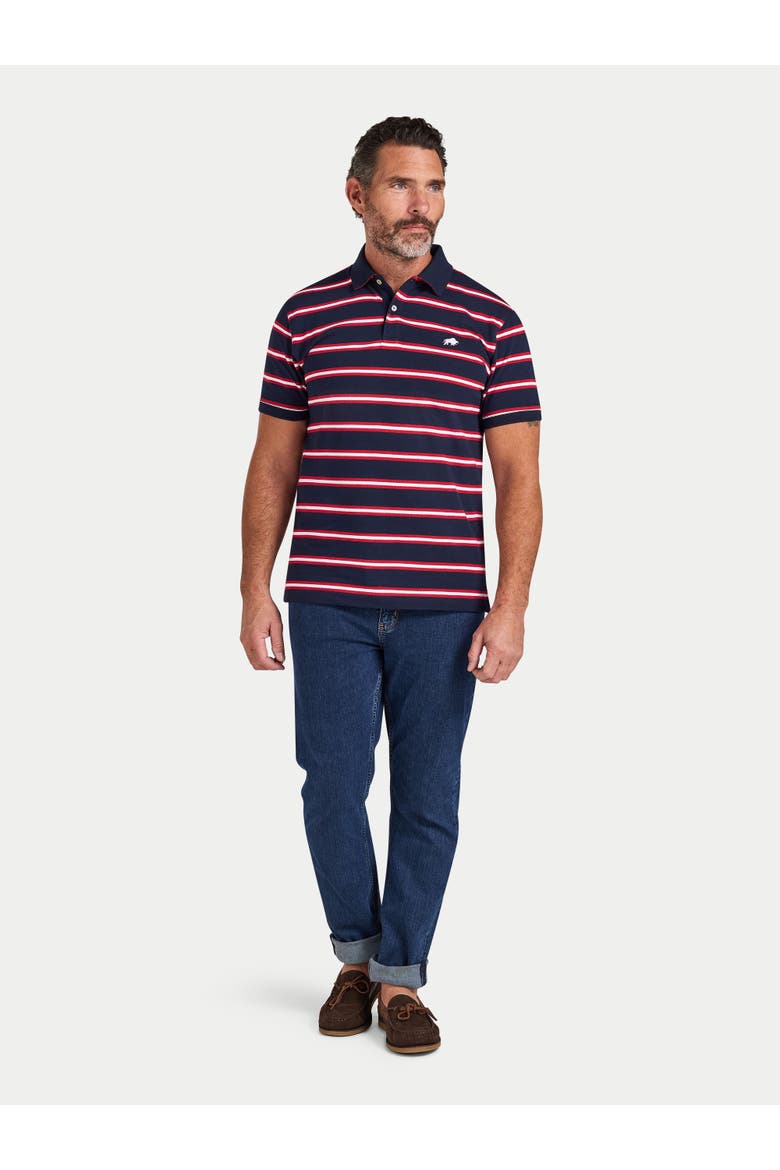 Triple Stripe Pique Polo Shirt, Alternate, color, Red