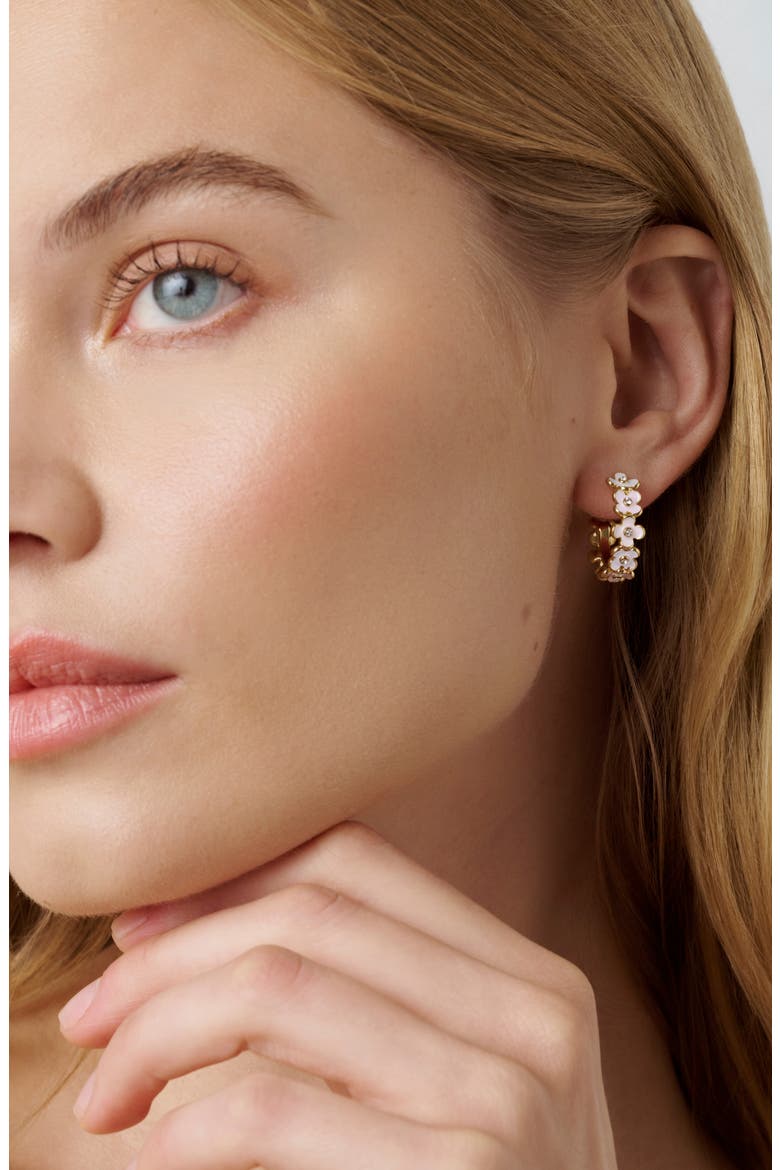 Garvi Garland Hoop Earrings, Alternate, color, METALLIC GOLD/ WHITE