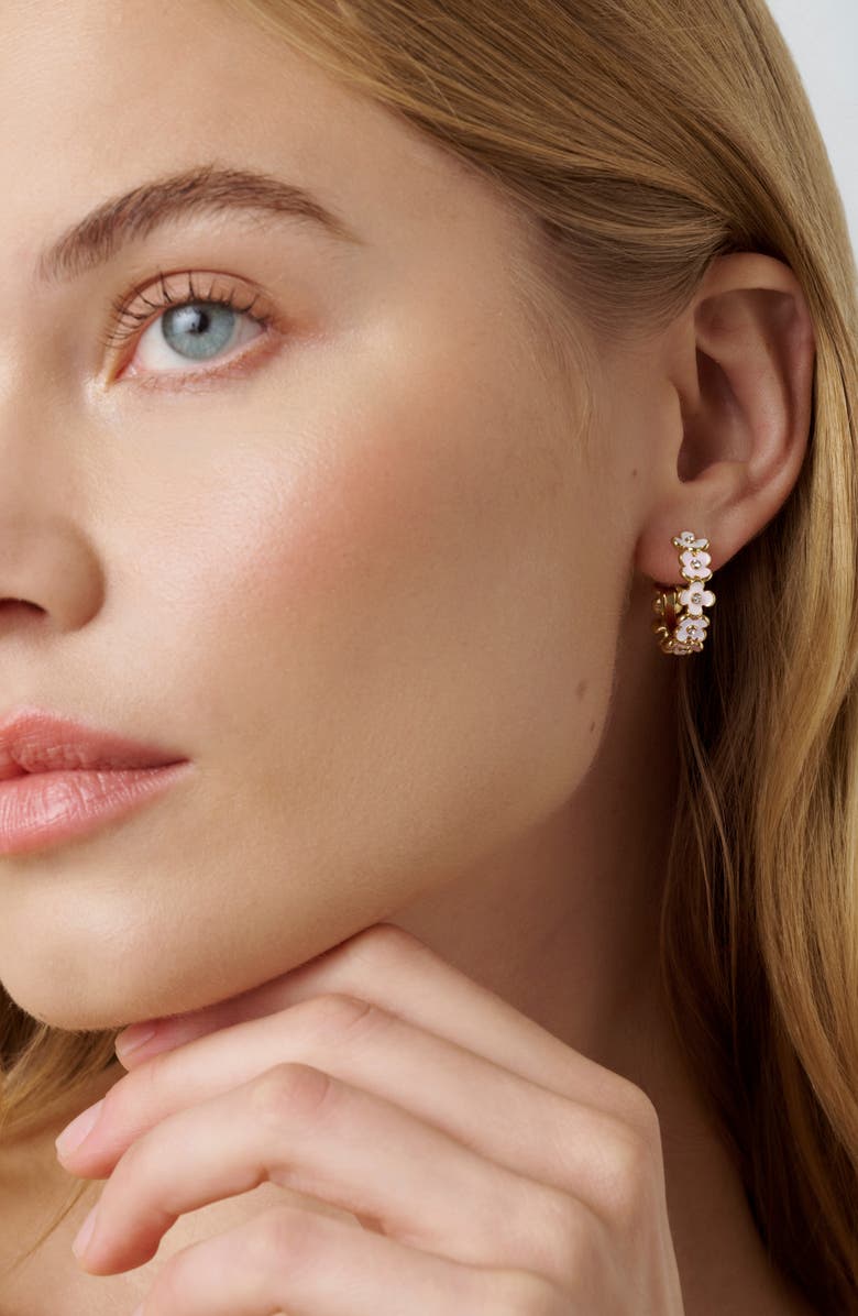 Ted Baker Garvi Garland Hoop Earrings, Alternate, color, Metallic Gold/ White