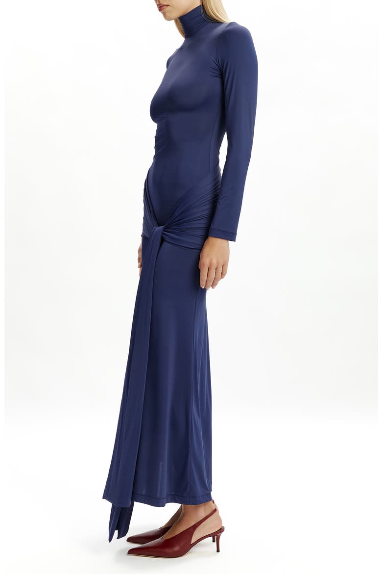 Alix Tie Front Long Sleeve Maxi Dress, Alternate, color, NAVY